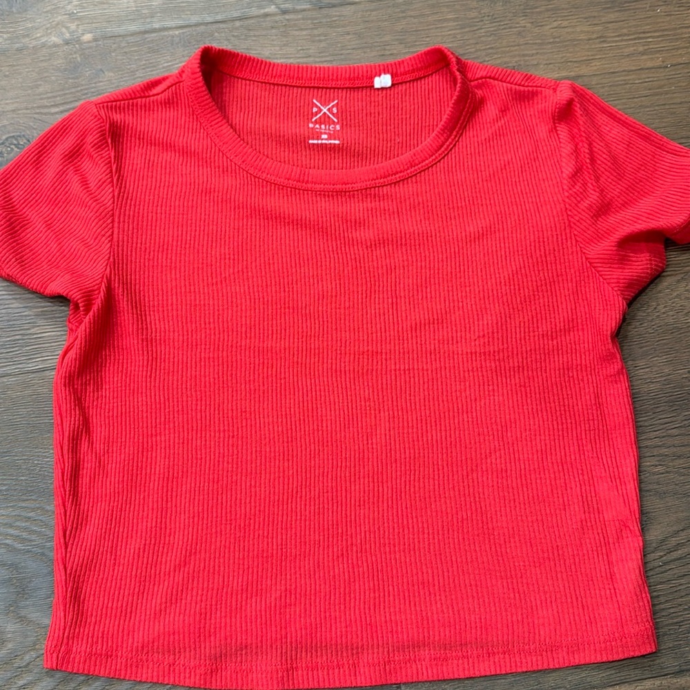 PacSun Basics red short sleeved ribbed tee